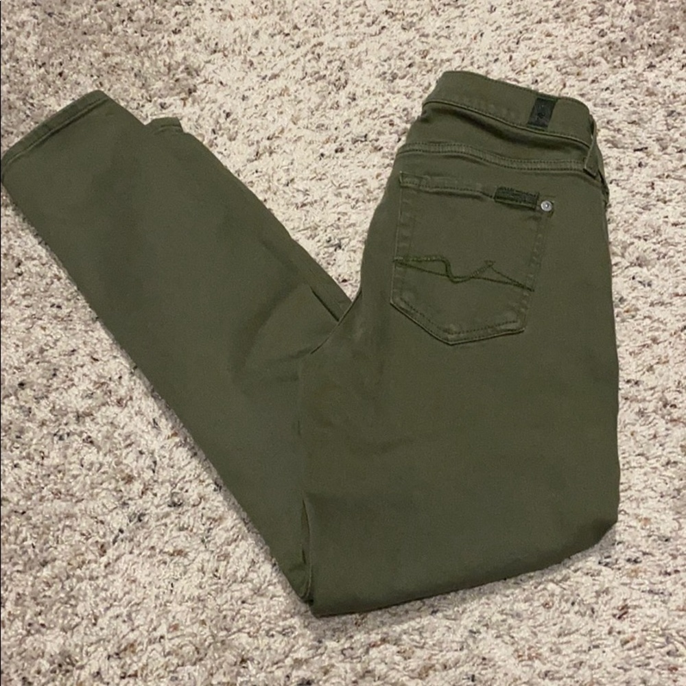 7 for All Mankind Green Skinny Jeans